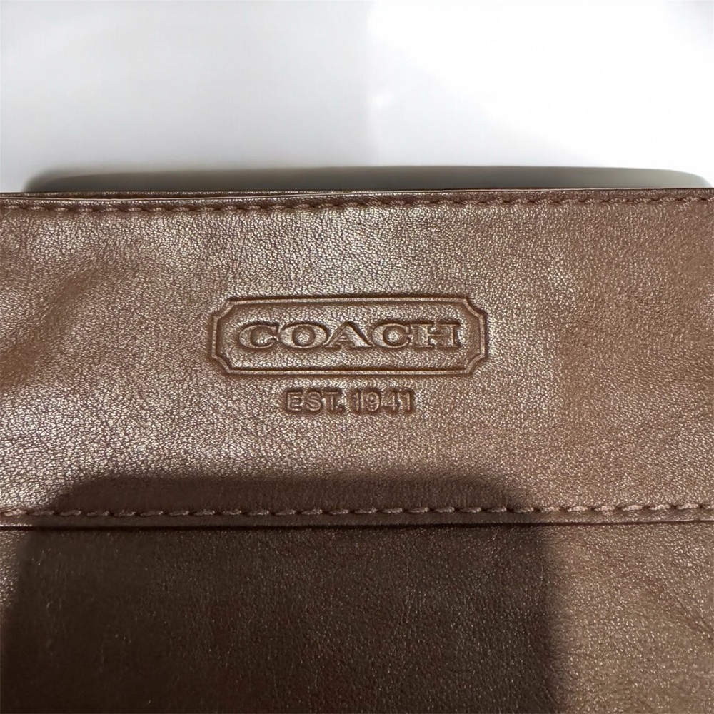 Coach Dark Brown Leather Shoulder Bag with Scarf Accent NWOT - Picture 10 of 13